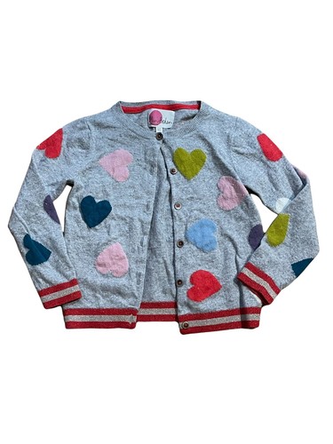 Mini Boden Heart Cardigan Sweater Wool 