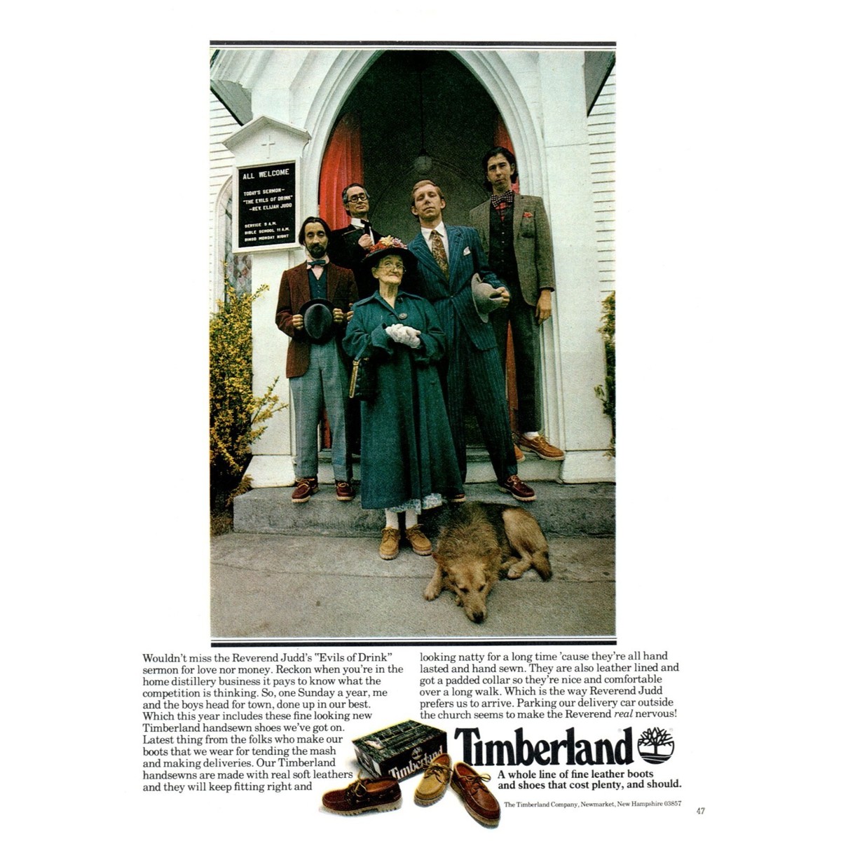 1979 Timberland Leather Boots Vintage Print Ad Church Building