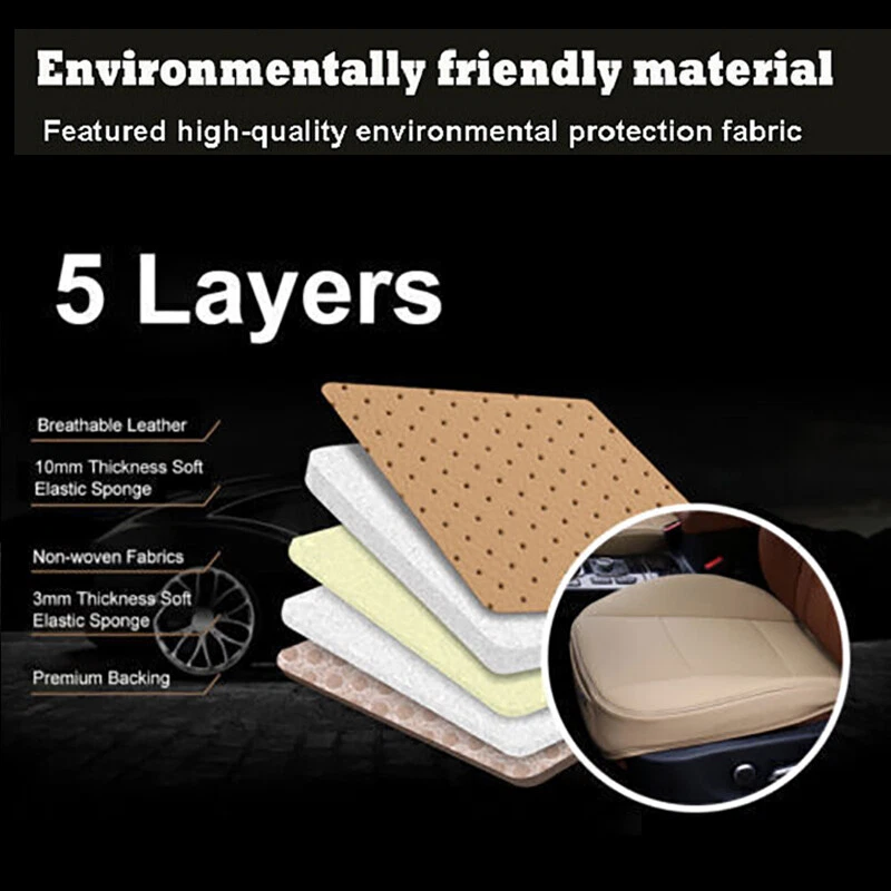 Car Front Seat Cover Full Surround Pickup Truck PU Leather Pad Auto Cushion Mats Foto 3 de 4