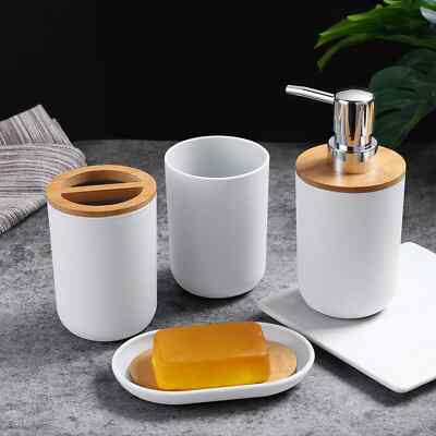 6-tlg. Bad Accessoires Set Eimer Toilettenbürste Seifenspender