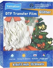 DTF Glitter Transfer Film 8.5”x11” 15 Sheets Paper Glossy Clear Cold Peel Direct
