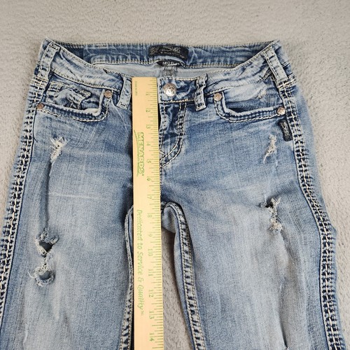 VTG Silver Jeans Womens 30x30 Y2K Low Rise Ripped Hiphugger Bootcut Heavy Stitch - Picture 5 of 13