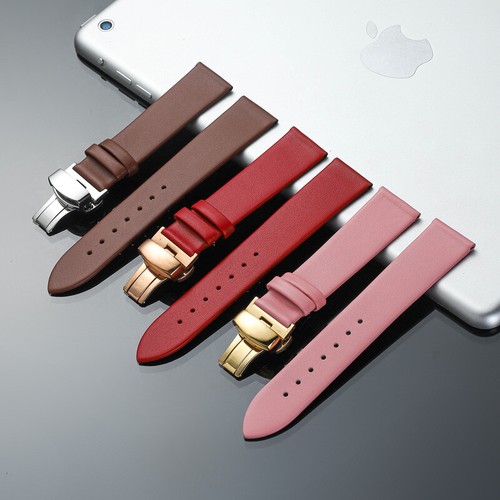 Universal 10-24mm Genuine Leather Watch Strap - Ultra Thin Soft Butterfly Buckle - 第 6/15 張圖片