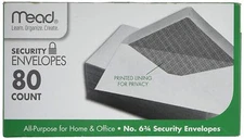 Mead Security Envelopes 6-3/4 80 Count #75212 Home Office 3 5/8" x 6 1/2"