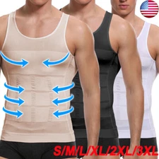 2X Mens Tummy Control Belly Compression Vest Body Shaper Shirt Tank Top Slimming
