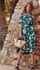 sosandar 18 Eclipse Print Shirt Dress Green Floral