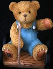 Cherished Teddies 104859 Tiny Treasured Teddies 1.5" Bear In Wagon Figurine