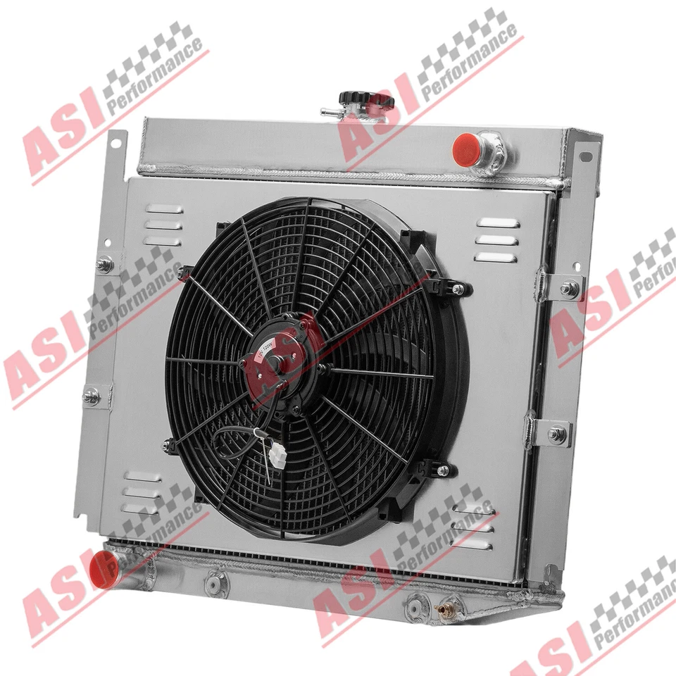 4 Row Radiator w/ Shroud Fan fit 1969-1971 Dodge D100 D200 D300 W100 /W200 6.3L Foto 3 de 4