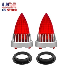 3 1/4" Bullet Turn Signal Light Red Lens Screw-in For Harley Softail Touring