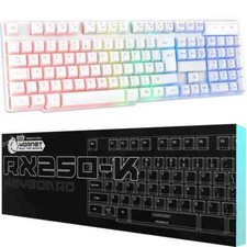Orzly Hornet RX250-K White RGB Gaming Keyboard USB 2.0 -NEW
