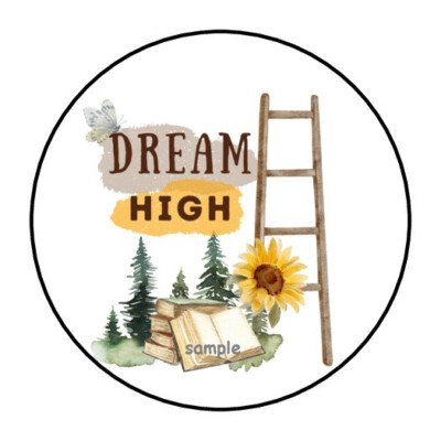 30 DREAM HIGH ENVELOPE SEALS LABELS STICKERS 1.5'' ROUND SUNFLOWER POSITIVE
