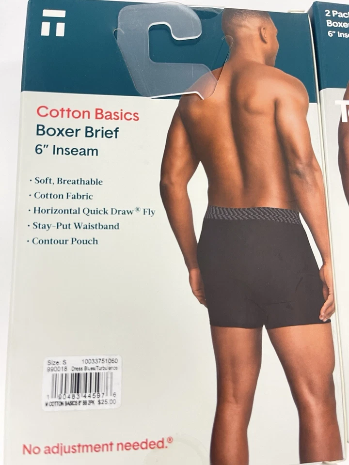 Paquete de 2 calzoncillos boxer Tommy John de algodón para hombre COLORES 6” entrepierna elige la talla S o L Foto 2 de 4