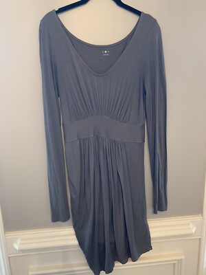 Three Dots Womens Dress Print Gray Stretch Knit Jersey Sz Medium