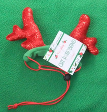 NWT Holiday Cat Headband Reindeer Christmas Dress Up Adjustable Red Antlers