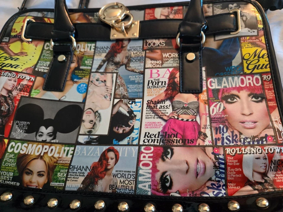 Bolso de Mano Cosmopolitan Magazine Impreso Brillante - NEGRO NUEVO MUY BONITO GRANDE Foto 3 de 4