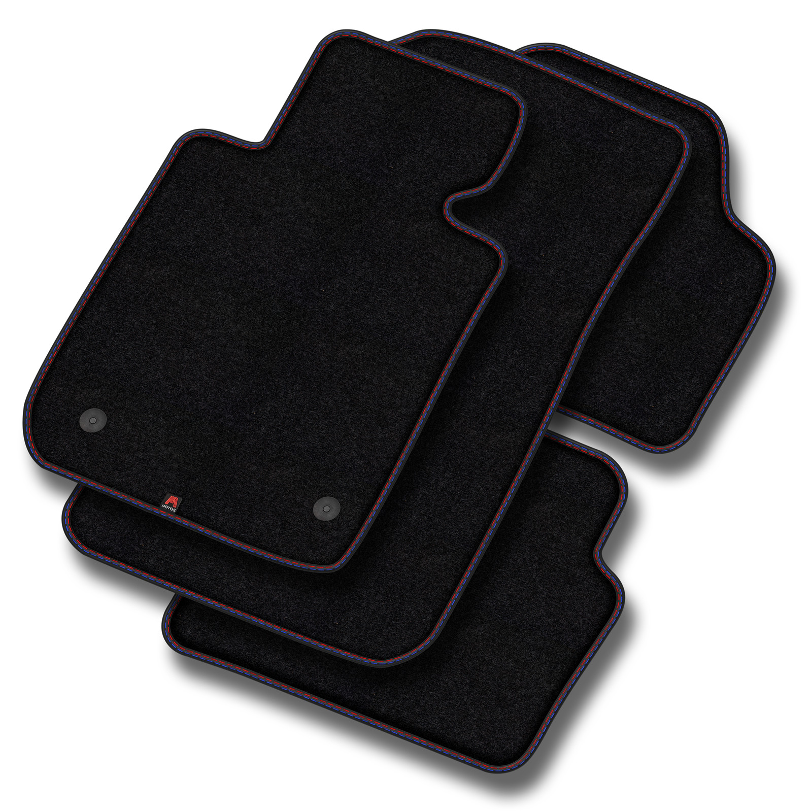 Tapis en velours VO21-1 avec liseré mat rouge et bleu pour XC90 II
