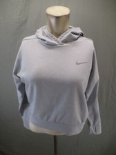 NIKE DRI-FIT Size XS Womens Gray Fleece Lined Crop Warm Athletic Gym Hoodie 252