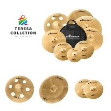 Cymbal Pack for Drum 8 pcs Super Polishing Cymbals Set Brilliant Gold Hero Se...