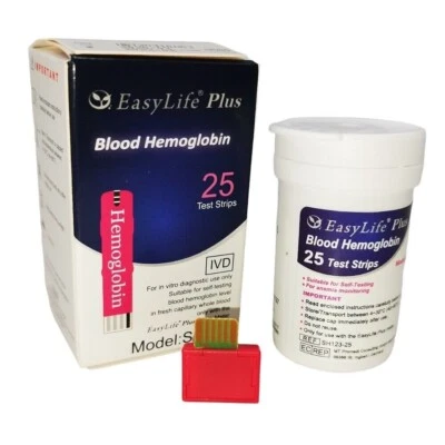 4 x 25 EASY LIFE PLUS BLOOD HAEMOGLOBIN / ANAEMIA METER TESTING STRIPS
