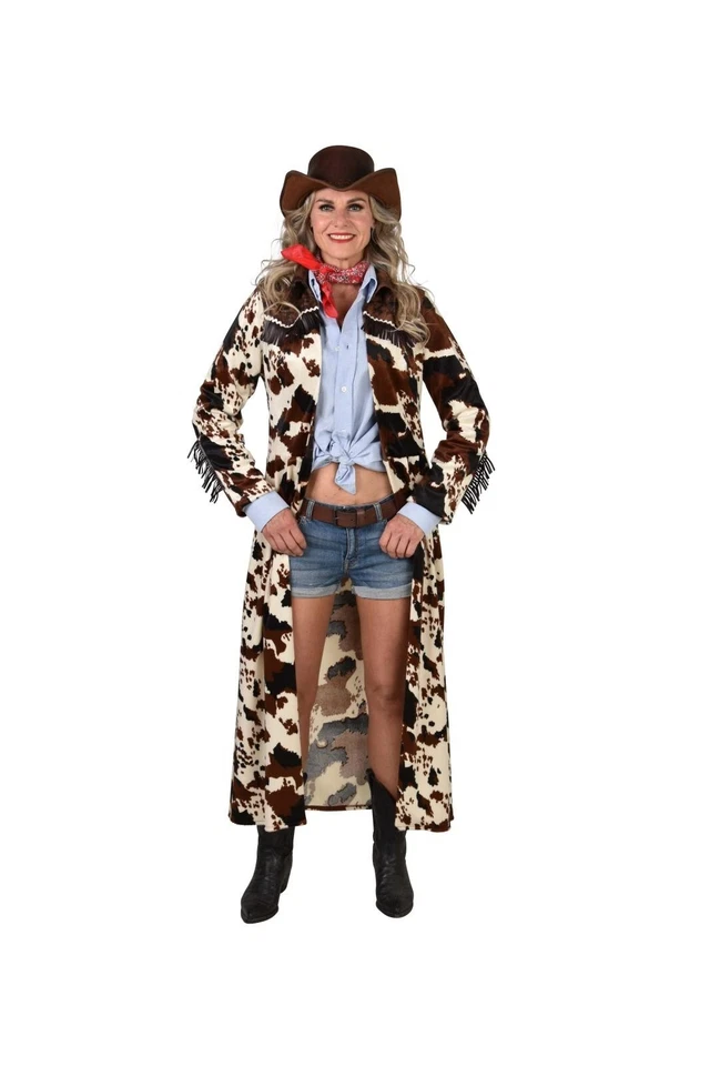 Ladies Long Cowprint Cowgirl Jacket - Image 2 of 4