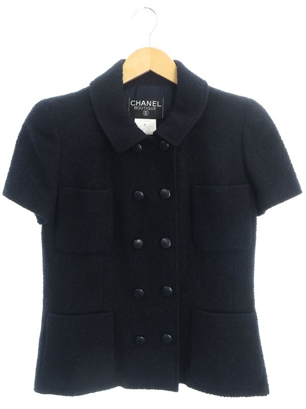 CHANEL Double button short sleeve Jacket Blouson Women Size 38 