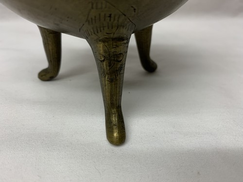 Antique Asian Brass Foo Dog Double Faces on Handles Incense Burner Rare Design - Picture 6 of 8
