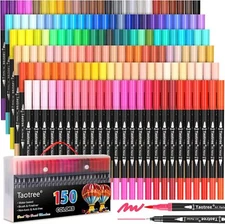Taotree 150 Colors Dual Tip Art Markers Pens for Kids Adult Coloring Book, Artis
