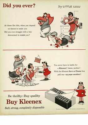 1954 KLEENEX TISSUES Little Lulu comic cartoon Tubby Tompkins VINTAGE PRINT AD