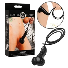 Realistic Men Penis Sheath With Tube Stretchy Sleeve Silicone Hose Adult Sex Toy