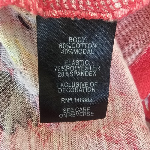 T-shirt maglietta Torrid Top donna 0 rosso polvere floreale smocked peplo manica con volant - Foto 8 di 9