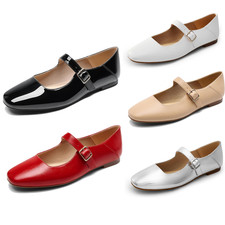 Women Mary Jane Ballet Flats Square Toe Casual Slip On Dress Shoes Ballet Flats