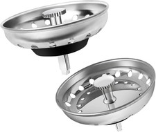 2 Pack Stainless Steel Kitchen Sink Strainer Stopper Combo 3-1/2 Inch Drain