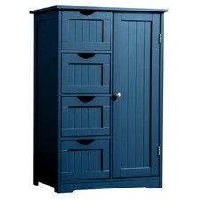 Navy Blue MDF with Paint Finish and Melamine Veneer 4 Drawers Bathroom Vanity