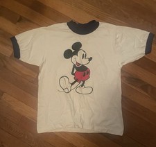 Vintage 80s Walt Disney Productions Classic Mickey Mouse Ringer Tee Size Medium