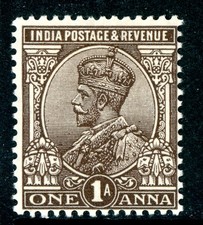 British India 1934 KGV 1 Anna Chocolate SG #234 Mint W139