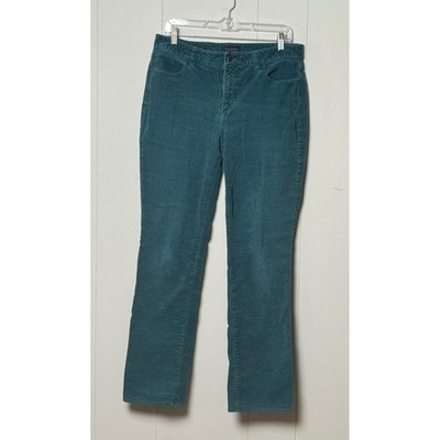 Talbots Heritage Women Corduroy Pants Teal Blue Green Straight Leg Stretch Sz 12