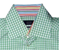 ETON 15 3/4 Slv-33" Green/White CONTEMPORARY SPREAD COLLAR SHIRT