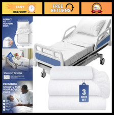 3-Piece Soft Jersey Hospital Bed Sheet Set - Fitted, Flat Pillowcase, T-Shirt