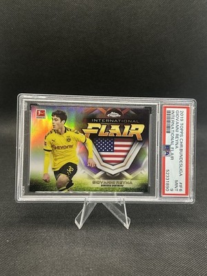 2019-20 Topps Chrome Bundesliga Giovanni Reyna International Flair Card PSA 9