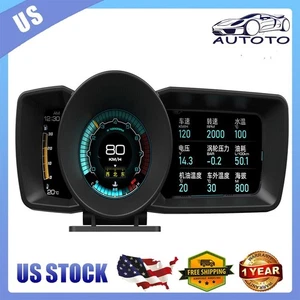 3.5'' Trois écrans OBD2+GPS Smart Speedomètre HUD Affichage de la tête de jauge vers le haut RPM Voiture