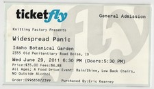 2011 Widespread Panic Concert Ticket Stub Boise ID