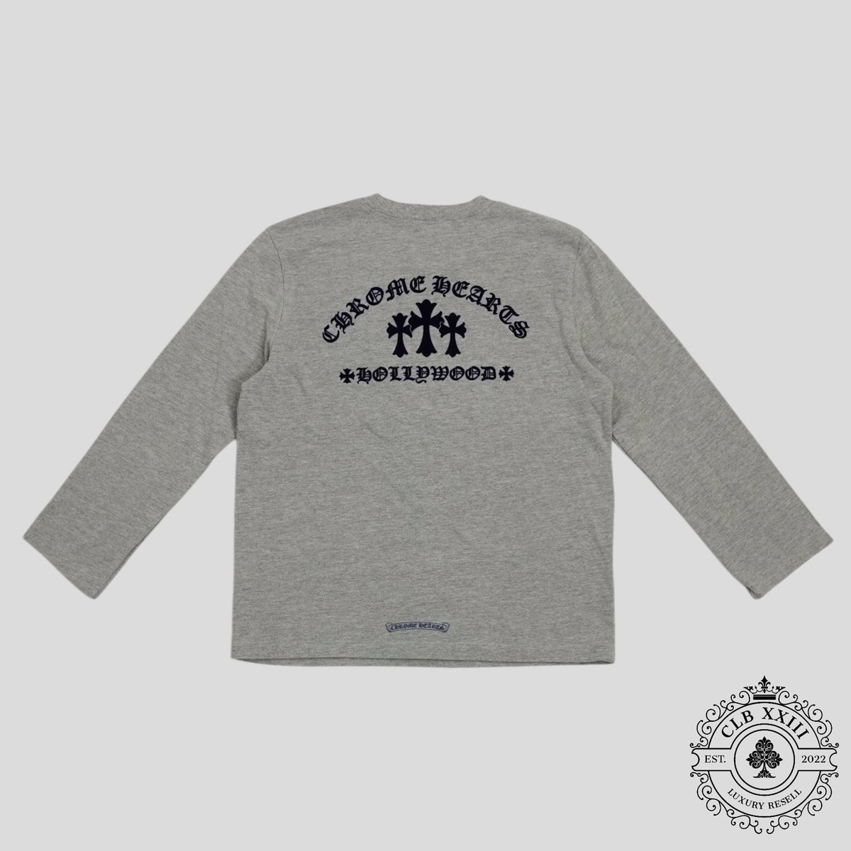 Chrome Hearts Triple Cross Flocked Long Sleeve in Grey | eBay