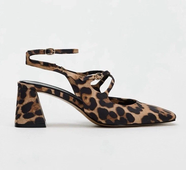 BNWT ZARA Leopard Animal Print Slingback Shoes Size 6/39 - Image 2 of 4
