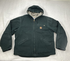 Vtg Carhartt J141 SPC Jacket Mens Sz XL Spruce Sherpa Lined Hooded Green Work
