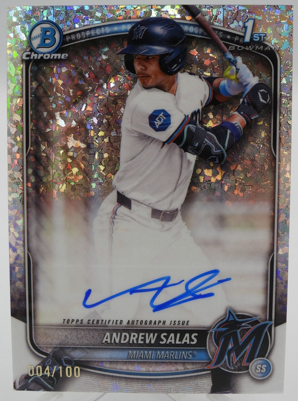 2025 Bowman Chrome Andrew Salas Mini Diamond /100 1st Auto - Miami Marlins