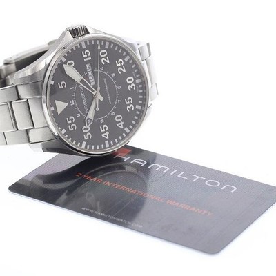 Hamilton Khaki Pilot H647150/H64715135 46mm SS Black Dial Day-Date Watch #C11150