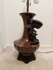 Large Antique Bronze Japanese Bird of Prey Lamp 2 Bulbs Meiji period GORGEOUS! — photo 7