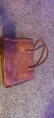 Gucci Brown Medium Tote, Studded Trim, Gold Hardware, Zip Closure, Pockets