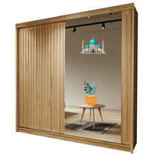 Image of Wardrobe One Side Mirror Sliding Doors Wardrobe, featuring double sliding Doors