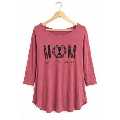 Zip Code Mom of the Year Tunic Top Petite XL Pink Rayon Spandex Graphic NWT